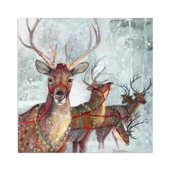 Christmas Art & Wall Decor>Kirklands Home Reindeer in the Snow Canvas Art Print