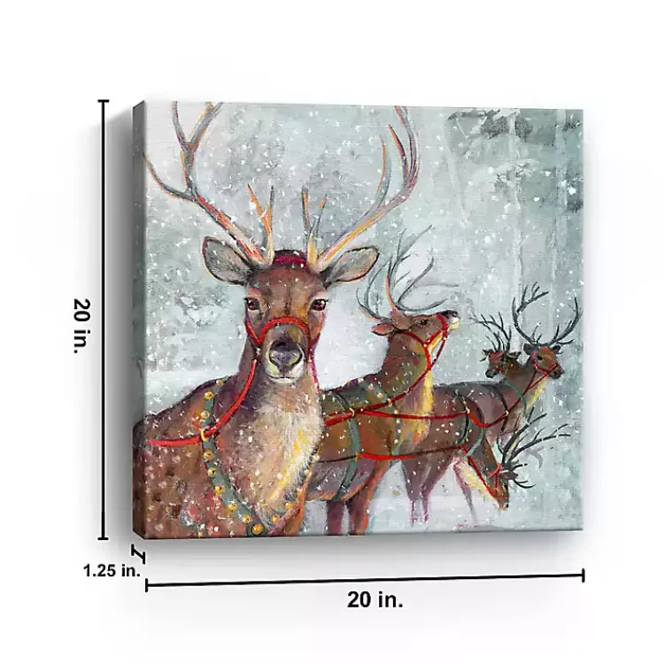 Christmas Art & Wall Decor>Kirklands Home Reindeer in the Snow Canvas Art Print