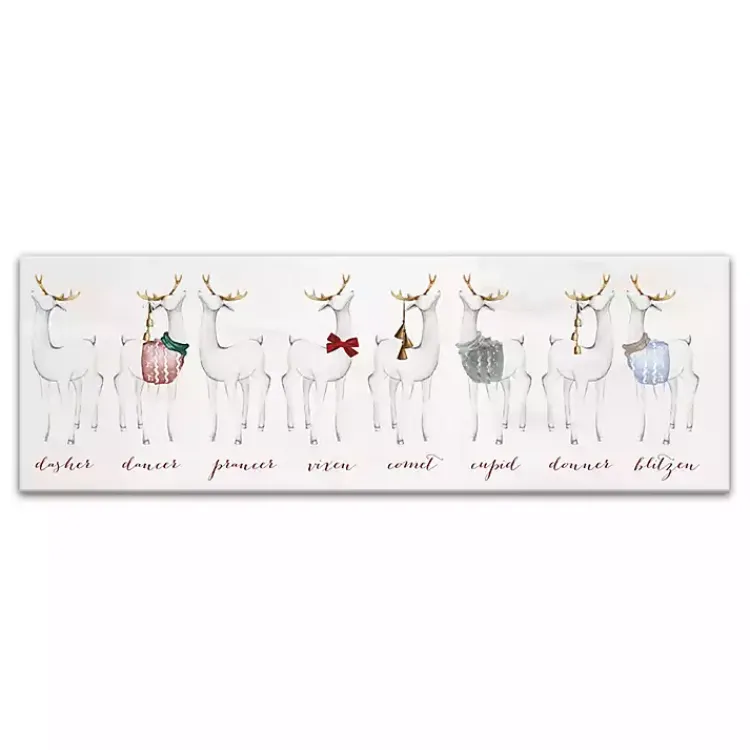 Christmas Art & Wall Decor>Kirklands Home Reindeer Lineup Canvas Art Print White