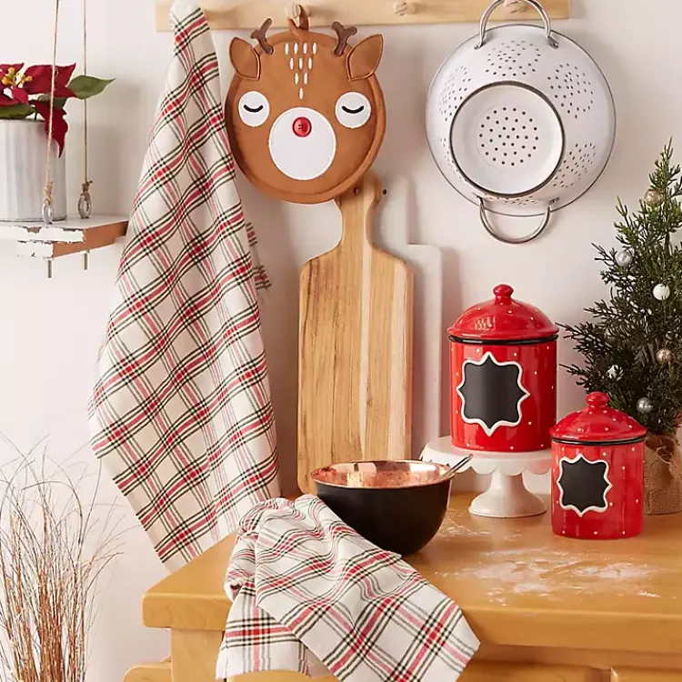 Christmas Dining & Entertaining>Kirklands Home Reindeer Plaid 3-pc. Dishtowel & Potholder Set