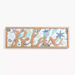 Kirklands Home Relax Seashell Print Wood Wall Plaque Hot