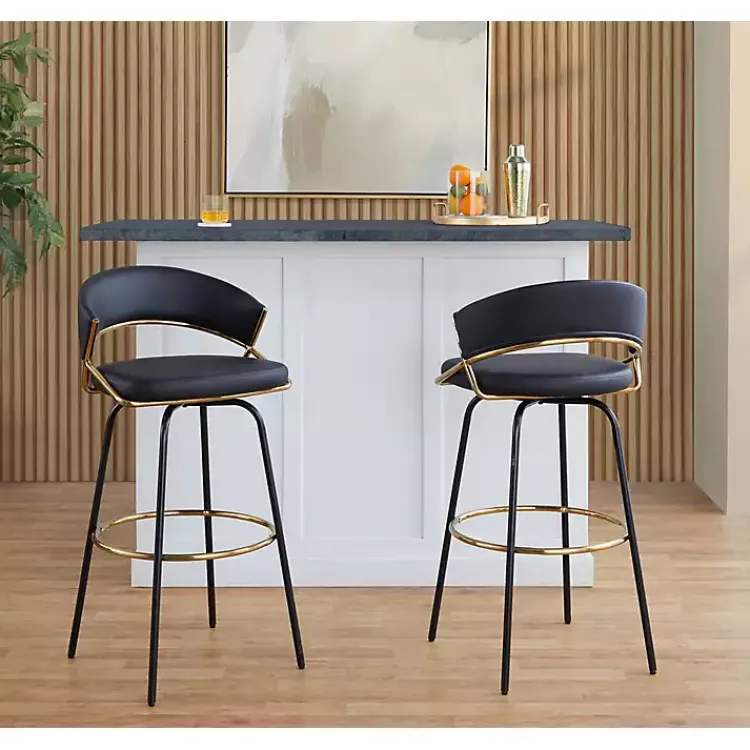 Kirklands Home Remy Swivel Bar Stools, Set of 2 Black