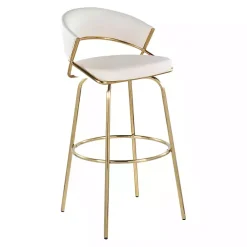 Kirklands Home Remy White & Gold Swivel Bar Stools, Set of 2 Black Hot