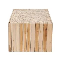 Kirklands Home Repurposed Wood Logs Recgle Coffee Table Tan Clearance