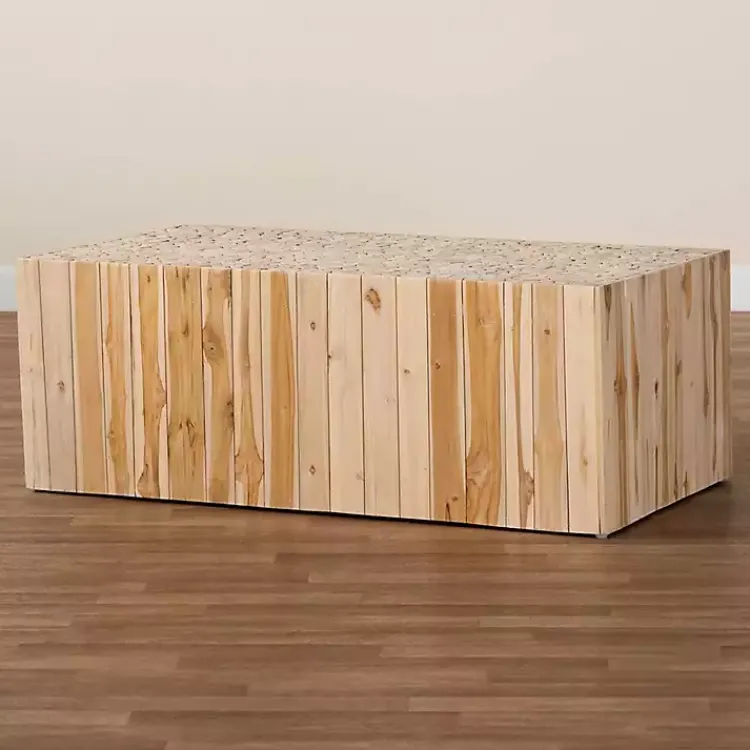 Kirklands Home Repurposed Wood Logs Recgle Coffee Table Tan Clearance