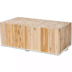Kirklands Home Repurposed Wood Logs Recgle Coffee Table Tan Clearance