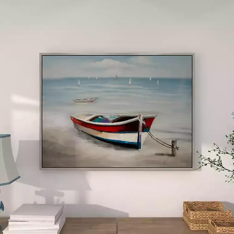 Kirklands Home Resting Rowboat Framed Canvas Art Print Clearance