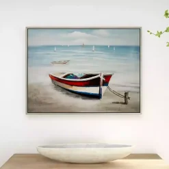 Kirklands Home Resting Rowboat Framed Canvas Art Print Clearance