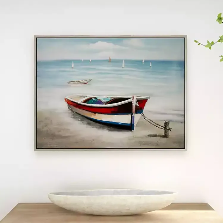 Kirklands Home Resting Rowboat Framed Canvas Art Print Clearance