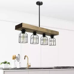 Kirklands Home Restored Wood 4-Light Pendant Light
