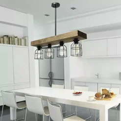 Kirklands Home Restored Wood 4-Light Pendant Light