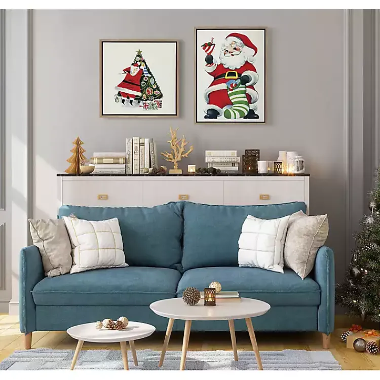 Christmas Art & Wall Decor>Kirklands Home Retro Santa with Martini Framed Canvas Art Print