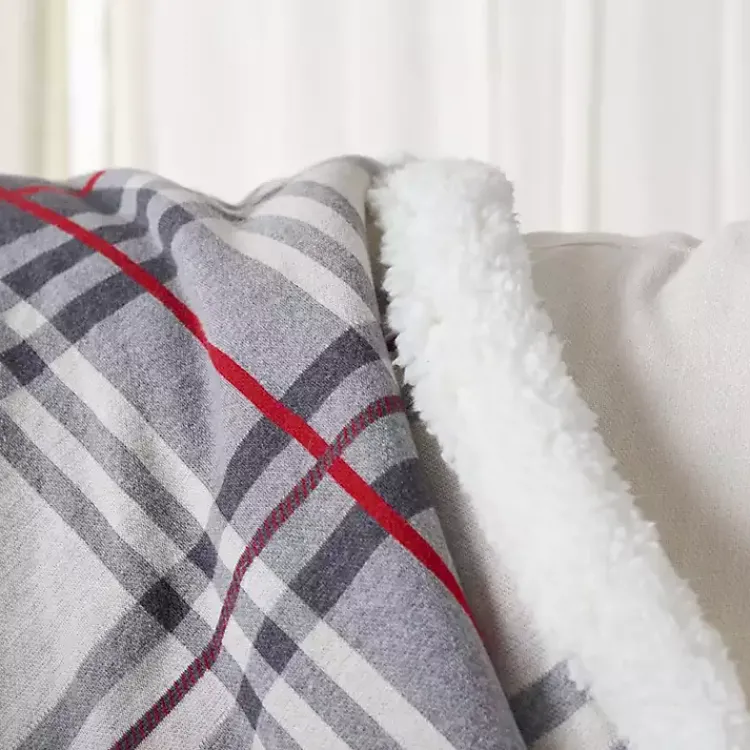 Blankets & Throws>Kirklands Home Ribbon Plaid Print Throw Gray