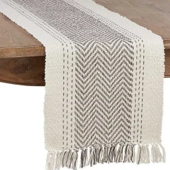 Kirklands Home Rich Gray Kantha Stitch Table Runner Best