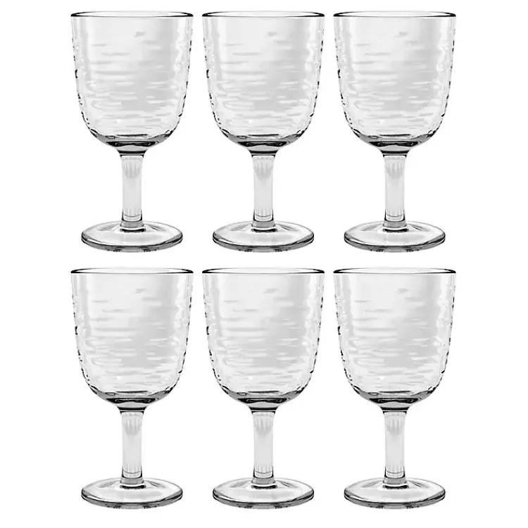 Kirklands Home Ripple Shatterproof Goblet Glasses, Set of 6 Clear Clearance