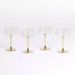 Kirklands Home Ripple Gold Base Coupe Wine Glasses, Set of 4 Discount