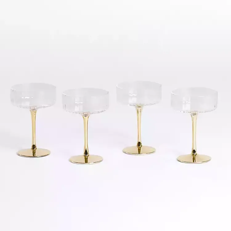 Kirklands Home Ripple Gold Base Coupe Wine Glasses, Set of 4 Discount