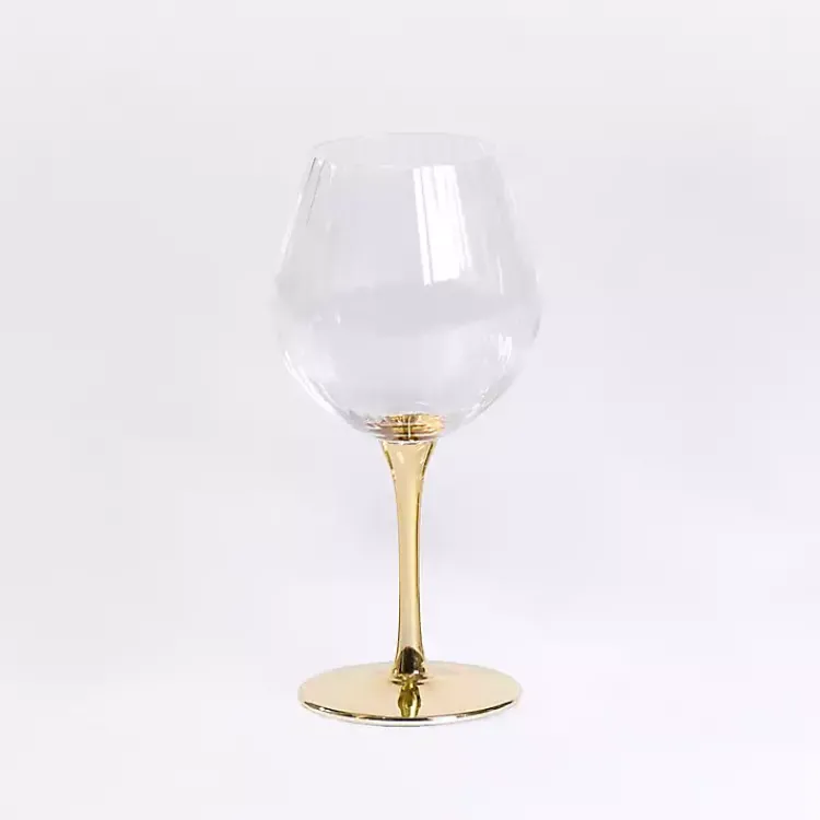 Kirklands Home Ripple Gold Base Goblet Wine Glass Best