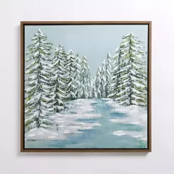 Christmas Art & Wall Decor>Kirklands Home River Winter Scene Framed Canvas Art Print