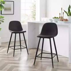 Kirklands Home Rorke Faux Leather Counter Stools, Set of 2 Black Sale
