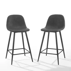 Kirklands Home Rorke Faux Leather Counter Stools, Set of 2 Black Sale