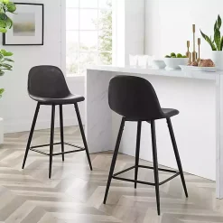 Kirklands Home Rorke Faux Leather Counter Stools, Set of 2 Black Sale