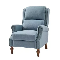 Kirklands Home Rosalie Upholstered Manual Recliner Blue Hot