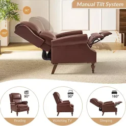Kirklands Home Rosalie Faux Leather Manual Recliner Brown New