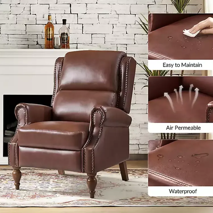 Kirklands Home Rosalie Faux Leather Manual Recliner Brown New