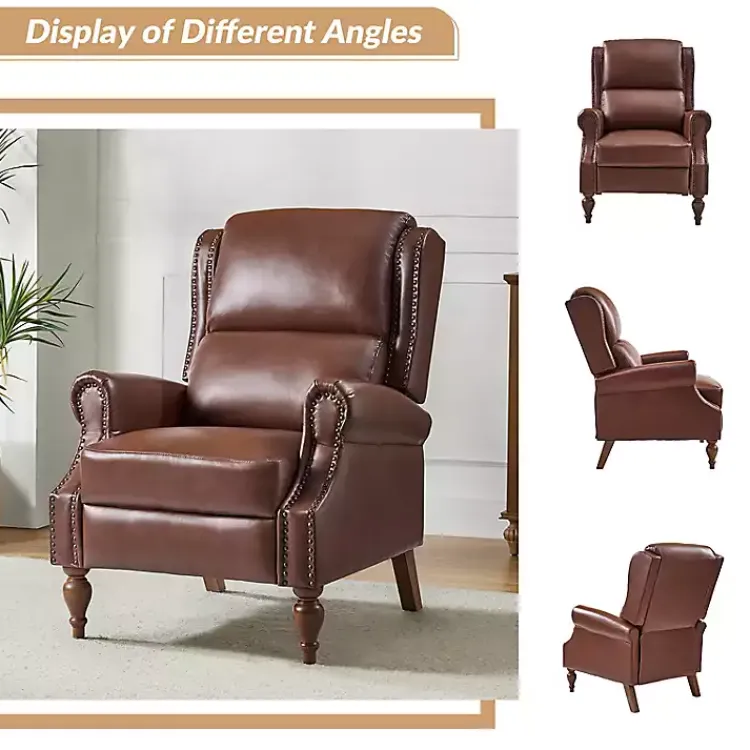 Kirklands Home Rosalie Faux Leather Manual Recliner Brown New