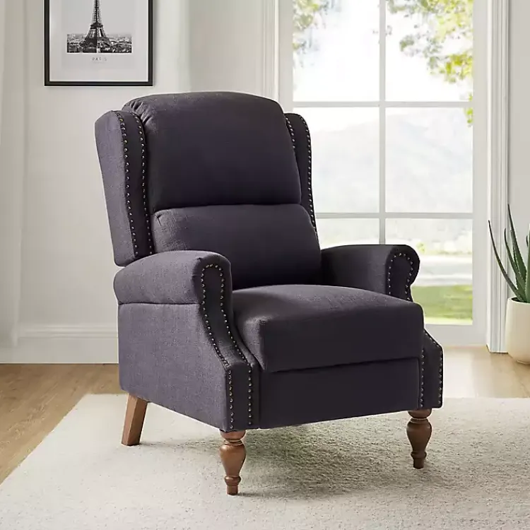 Kirklands Home Rosalie Charcoal Upholstered Manual Recliner Gray Hot