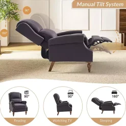 Kirklands Home Rosalie Charcoal Upholstered Manual Recliner Gray Hot