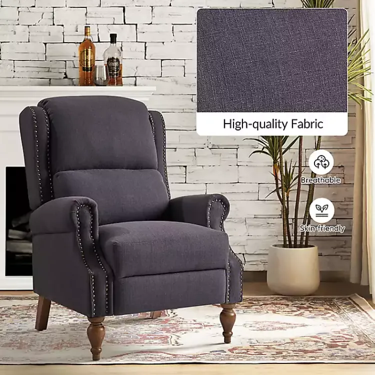 Kirklands Home Rosalie Charcoal Upholstered Manual Recliner Gray Hot