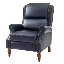 Kirklands Home Rosalie Navy Faux Leather Manual Recliner Blue Hot