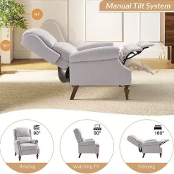 Kirklands Home Rosalie Oatmeal Upholstered Manual Recliner White Online