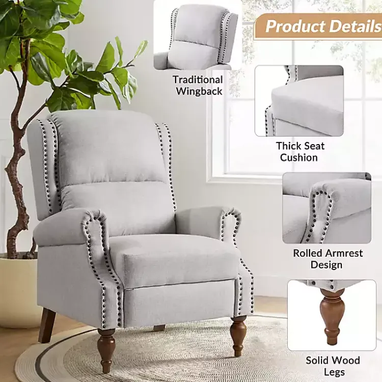 Kirklands Home Rosalie Oatmeal Upholstered Manual Recliner White Online