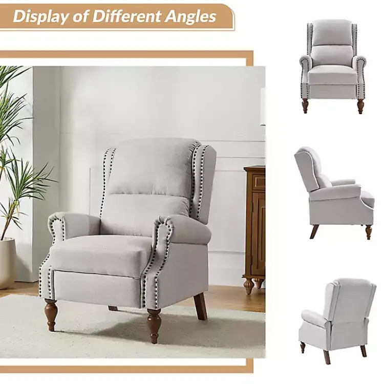 Kirklands Home Rosalie Oatmeal Upholstered Manual Recliner White Online
