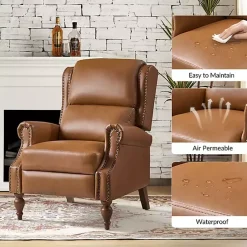 Kirklands Home Rosalie Faux Leather Manual Recliner Tan New