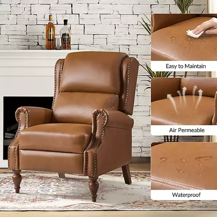 Kirklands Home Rosalie Faux Leather Manual Recliner Tan New