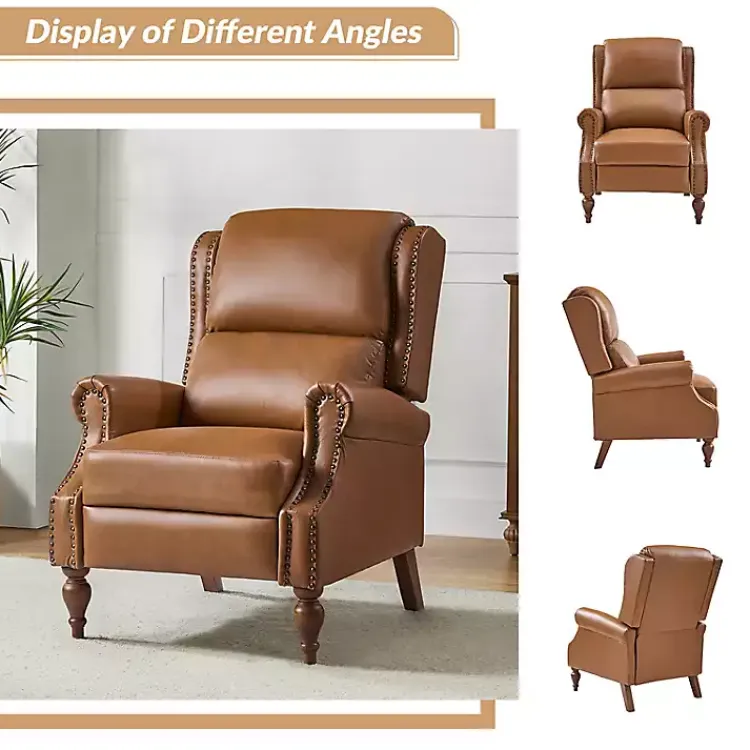 Kirklands Home Rosalie Faux Leather Manual Recliner Tan New