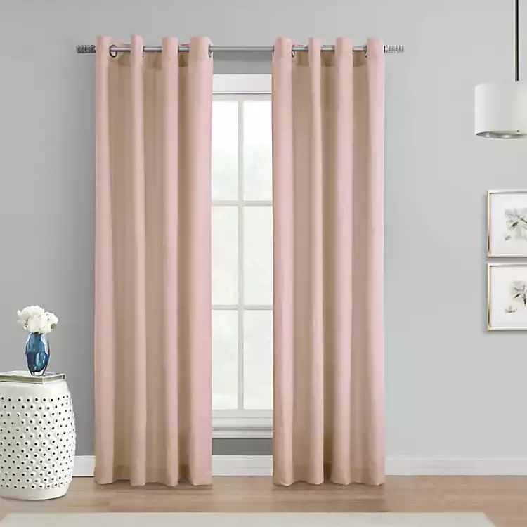Kirklands Home Rose Crinkle Harmony Curtain Panel, 84 in. Pink New