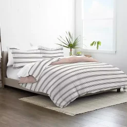 Kirklands Home Rose Pink Echo Stripe 3-pc. Queen Duvet Cover Set New