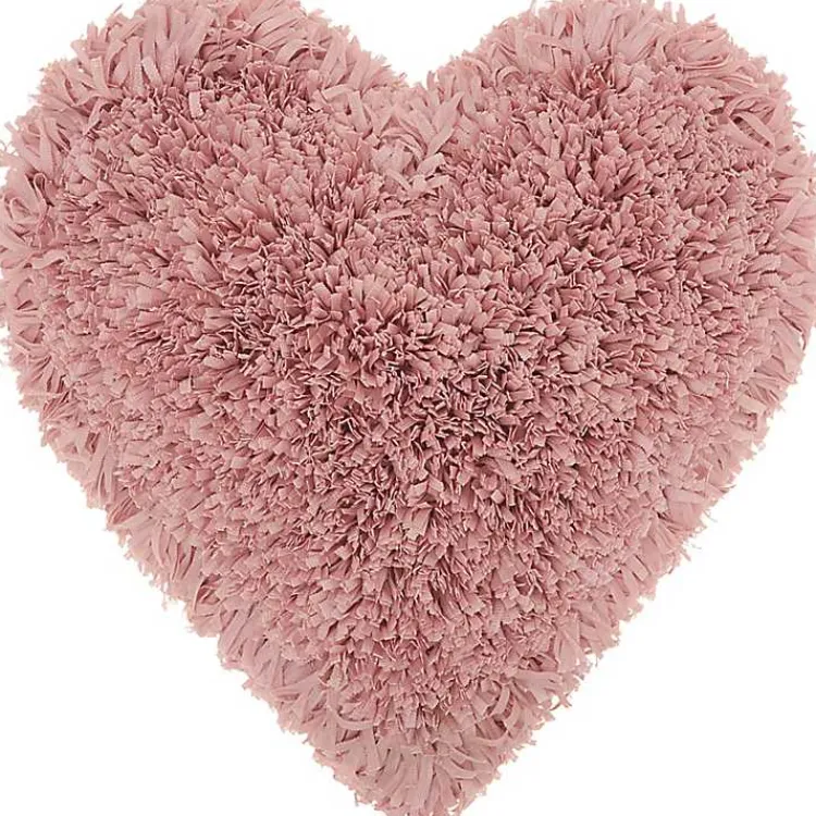 Valentines Day Decorations>Kirklands Home Rose Shaggy Heart Shaped Pillow Pink