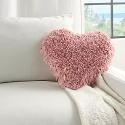 Valentines Day Decorations>Kirklands Home Rose Shaggy Heart Shaped Pillow Pink