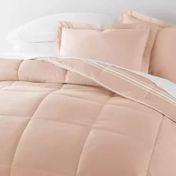 Kirklands Home Rose Striped Reversible 3-pc. Queen Comforter Set Pink New
