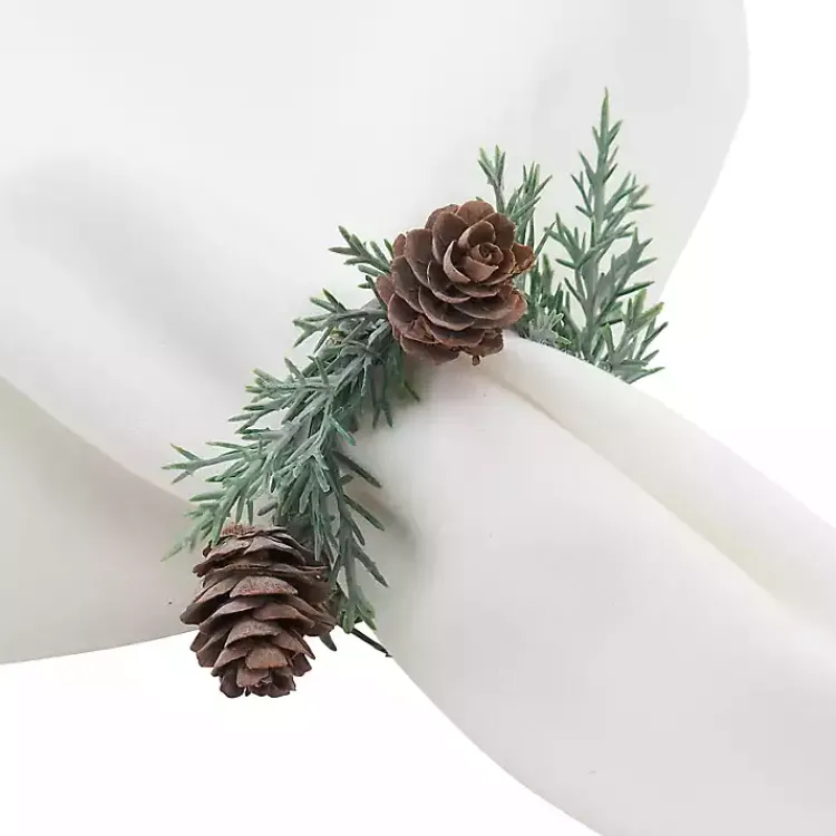 Kirklands Home Rosemary Pinecone Wreath Napkin Rings, Set of 4