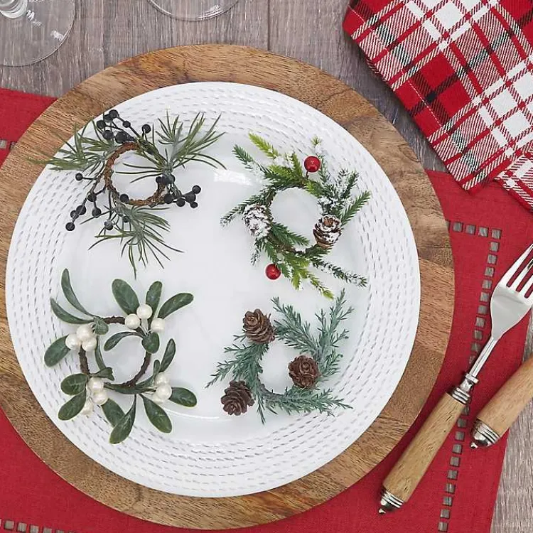 Kirklands Home Rosemary Pinecone Wreath Napkin Rings, Set of 4