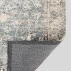Kirklands Home Rosette Dusty Aqua Area Rug, 5x7 New