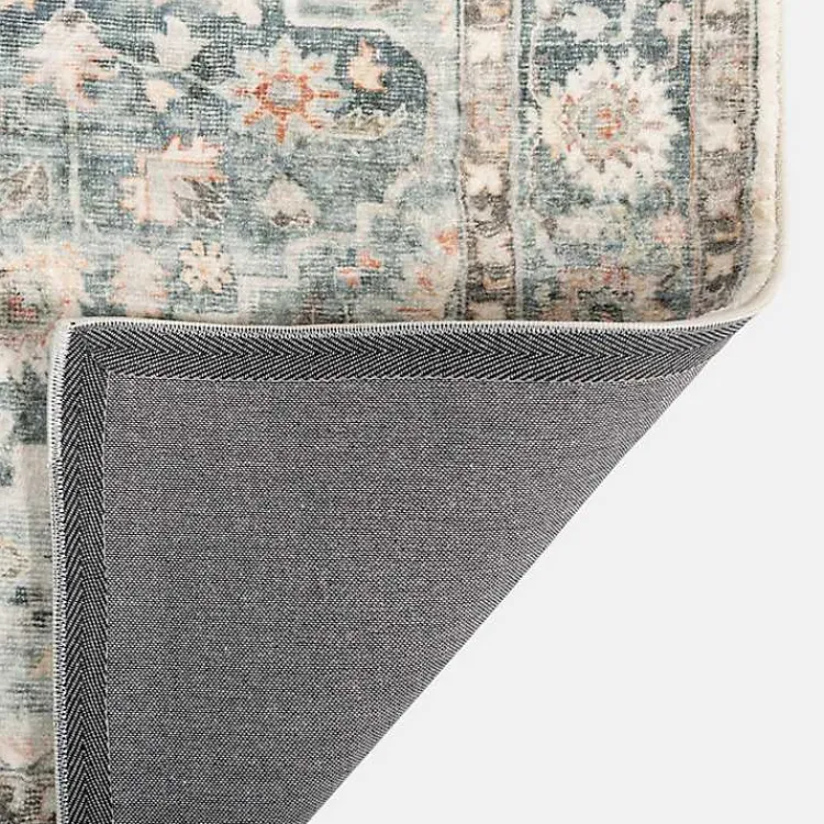 Kirklands Home Rosette Green and Ivory Area Rug, 7x9 New