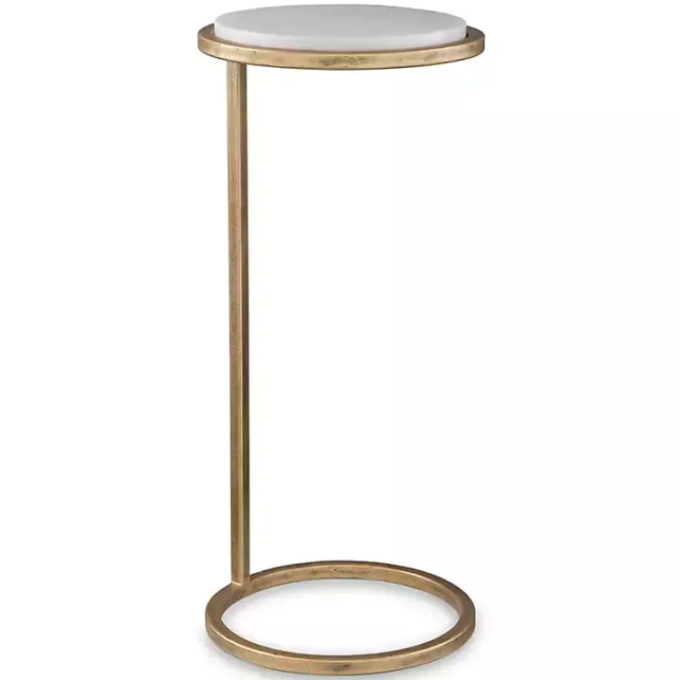 Kirklands Home Round Aged and Marble Accent Table Gold Hot